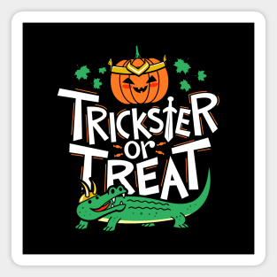 Trickster or Treat Cute Loki Superhero Halloween Typography Magnet